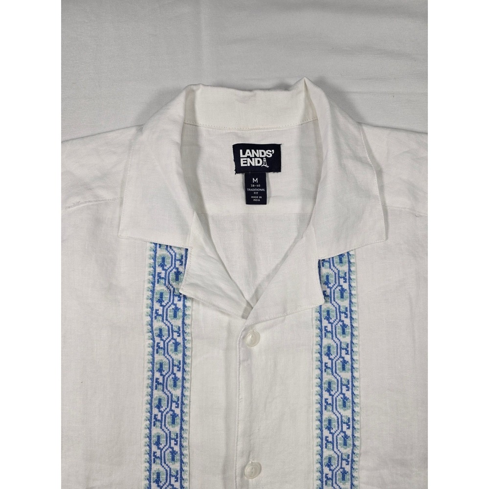 Lands' End Linen Camp Shirt Medium Coastal Resort Men's